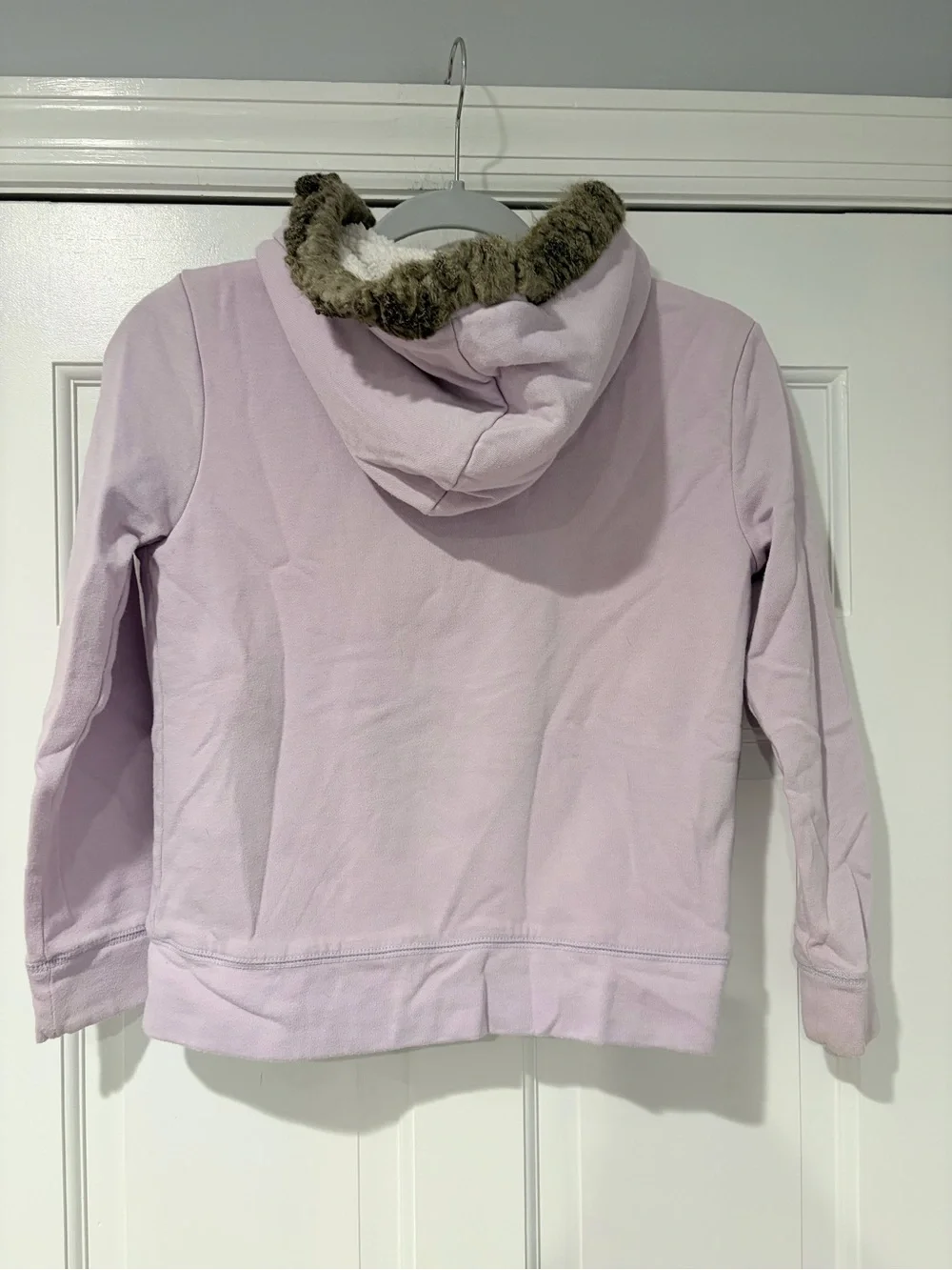 GAP Girls' Lavender Zip Hoodie with Faux-Fur Trim Size 10